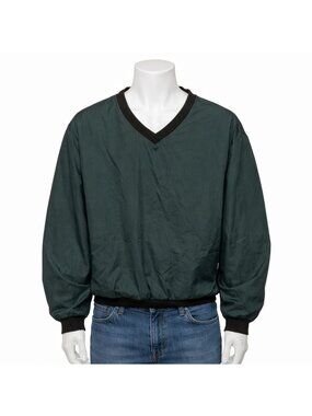 Cabelas Mens XL Green Nylon V Neck Pullover Windbreaker Outdoor Jacket 920919